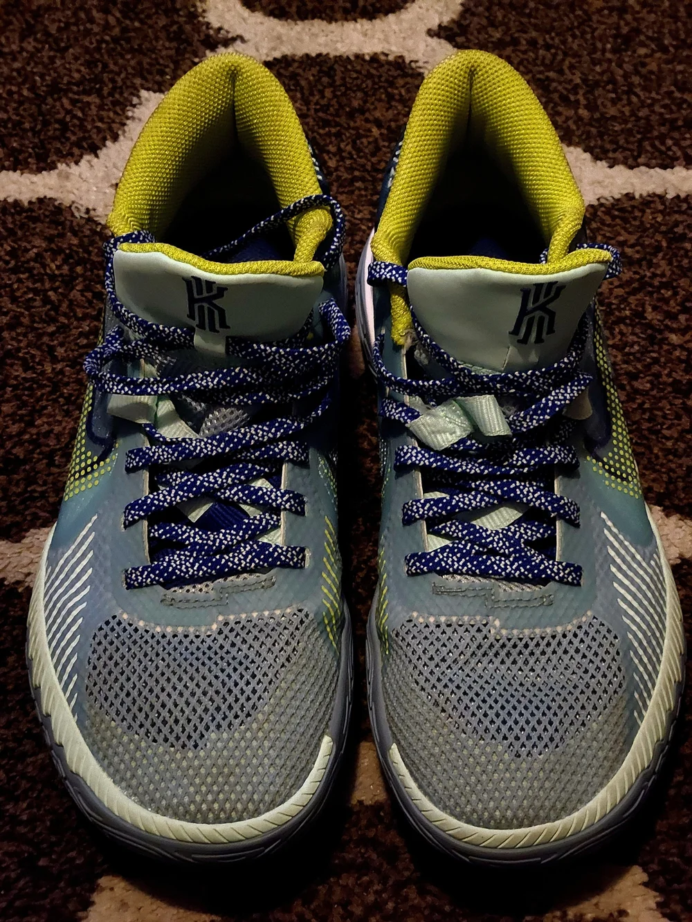Nike Kids Blue Sneakers with Lime Trim